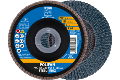 Disc lamelar pentru slefuire Polifan PFF 125 Z40 PSF STEELOX - 67784125