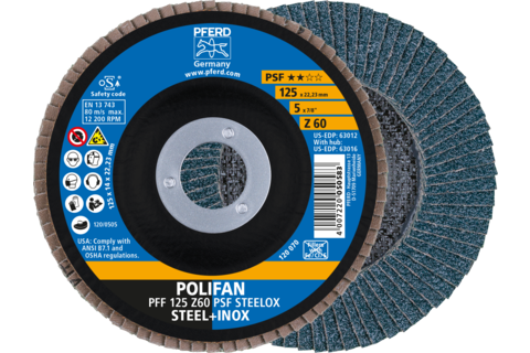 Disc lamelar pentru slefuire Polifan PFF 125 Z60 PSF STEELOX - 67786125
